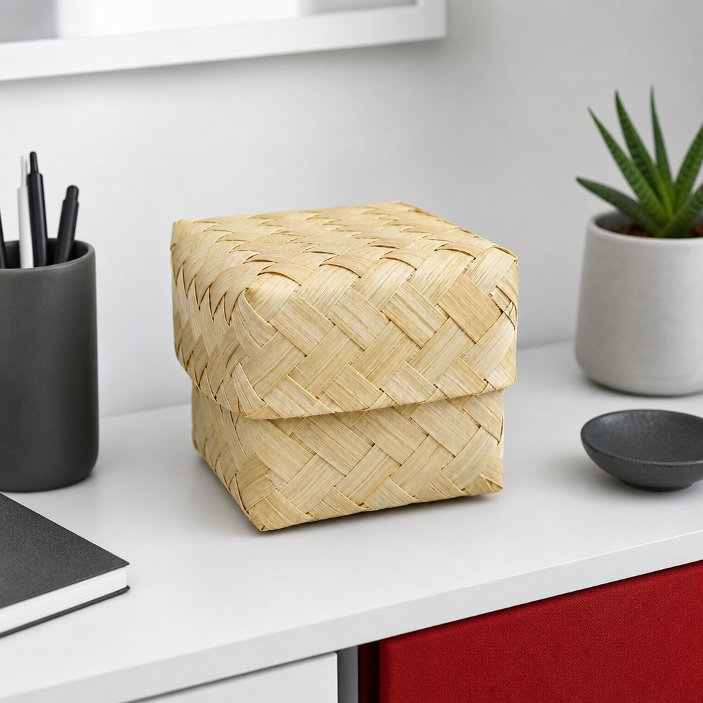 120 Pieces Handwoven Bamboo Square Storage Box with Lid, 2 x 2 Inch