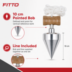 96 Pieces Plumb Bob with Line, 10 cm Bob, Silver, 1 Set