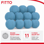 144 Pieces Blue Paper Wire Lanterns, 25 cm, 11-Pack, Round Hanging Decoration