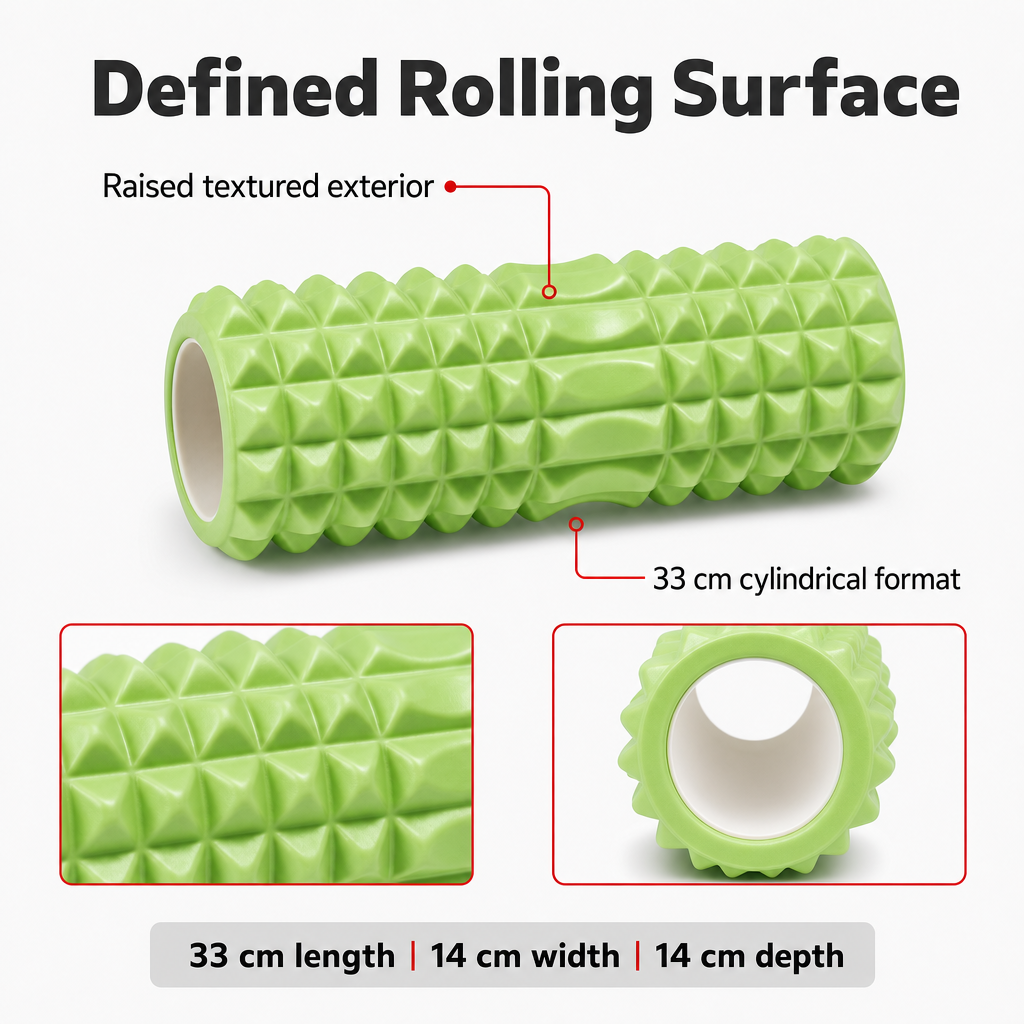 96 Pieces Textured Yoga Roller 33cm Green Cylindrical Exercise Roller