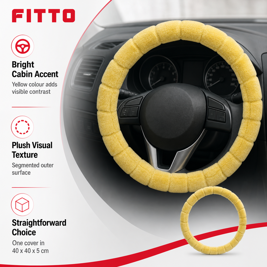 96 Pieces Plush Steering Wheel Covers, Yellow, 40 x 40 x 5 cm, Fits Most Cars