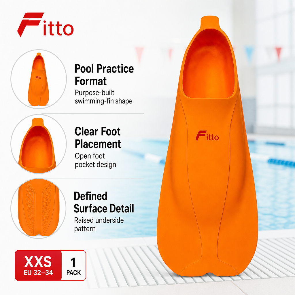 48 Pieces Swimming Fins for Pool Practice, XXS EU 32–34, Textured Sole and Open Foot Pocket
