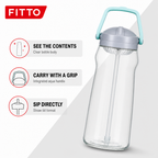 96 Pieces Clear Plastic Water Bottle with Aqua Carry Handle and Straw Lid, 32 cm