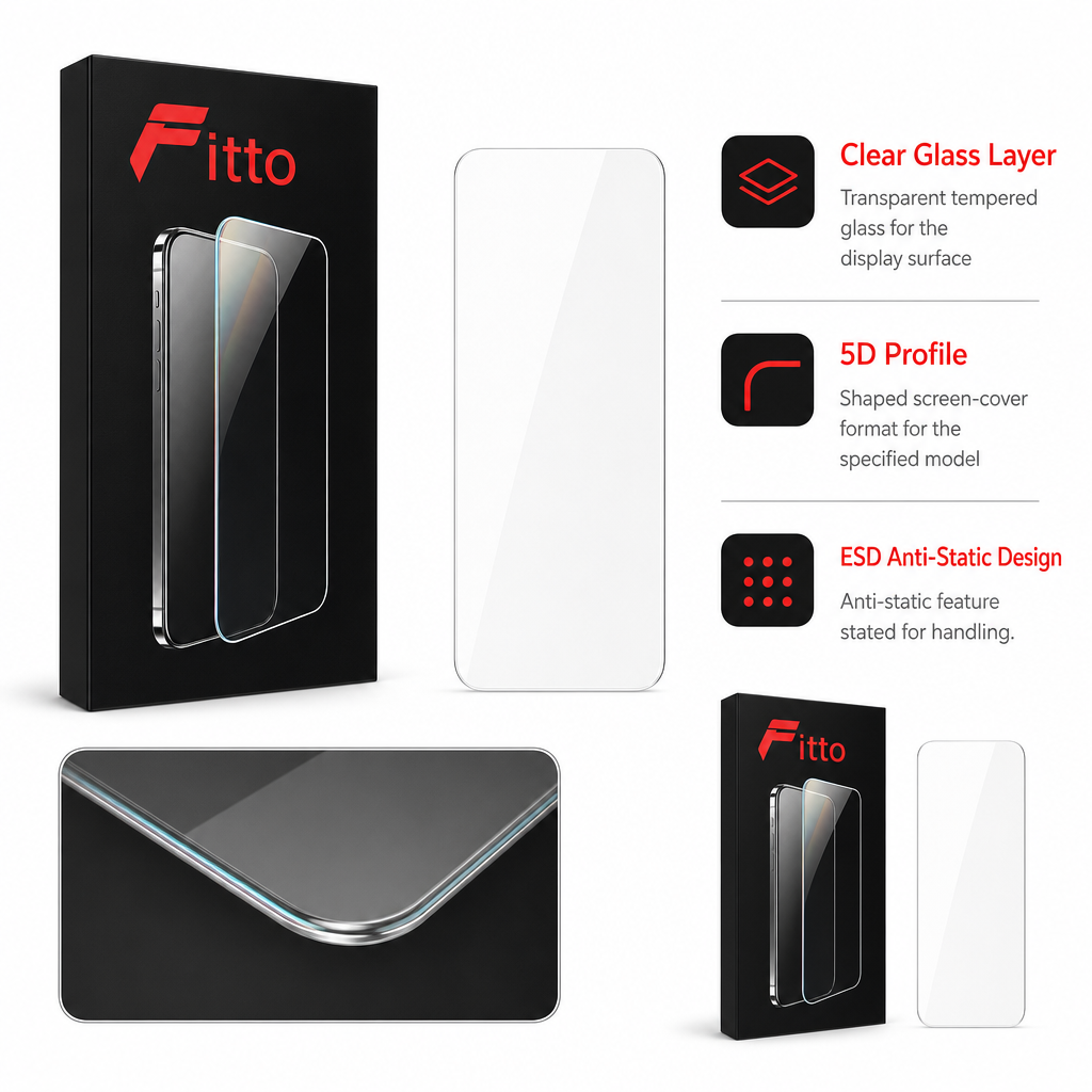 96 Pieces 5D Tempered Glass Screen Protectors for 16 Pro Smartphone, ESD Anti-Static, 1 Pack