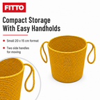96 Pieces Woven Rope Storage Basket with Handles, Small Yellow, 20 x 15 cm