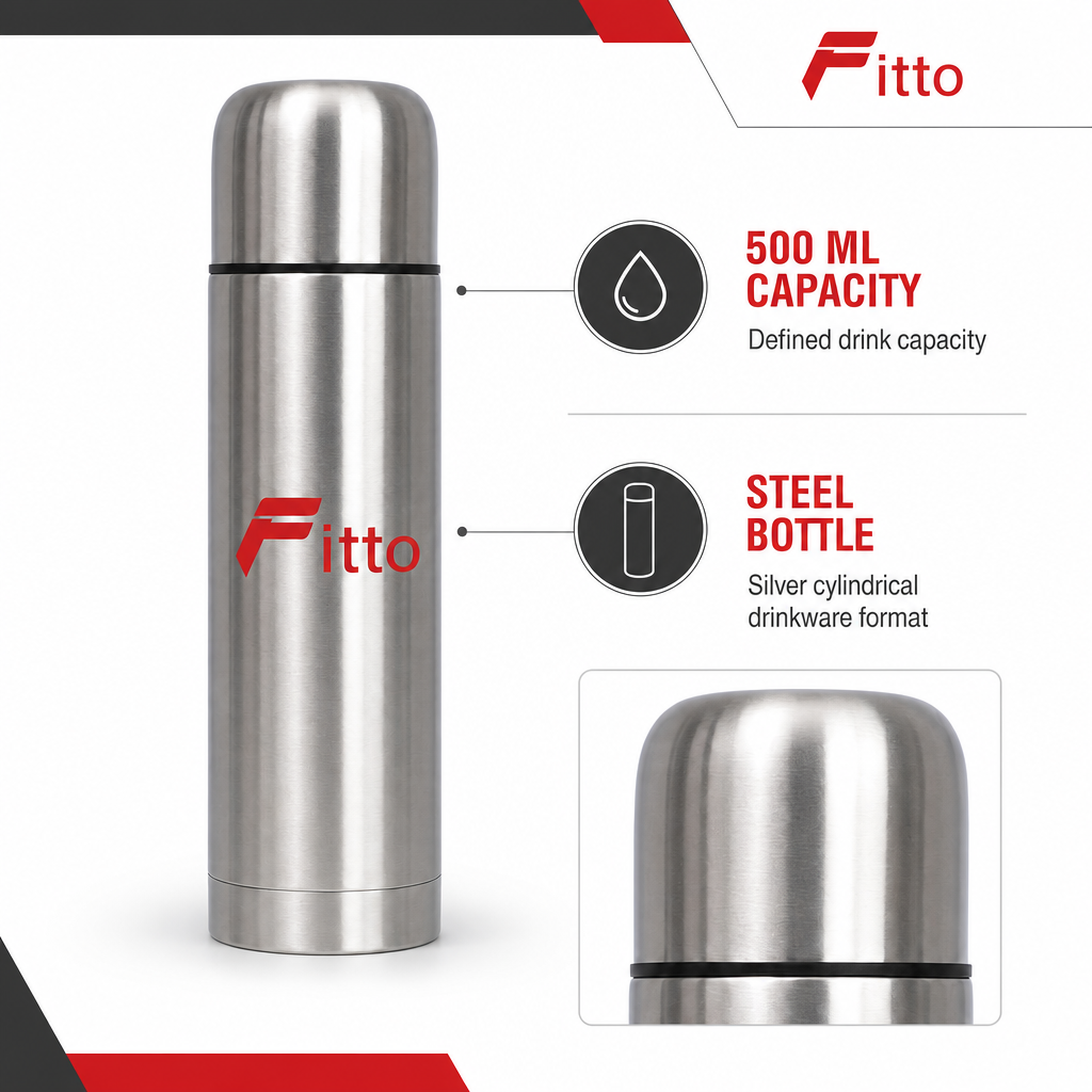 96 Pieces Steel Water Bottle, 500 ml Silver Cylindrical Drinkwares for Daily Hydration
