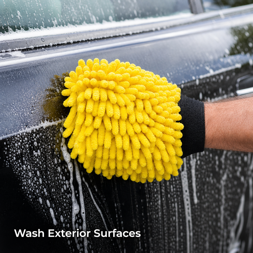 96 Pieces Car Wash Mitt, 2-in-1 Microfiber Cleaning Glove, Yellow, 25 x 18 x 7 cm