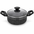 48 Pieces Pressed Aluminium Induction Casserole with Glass Lid, 28 x 12 cm, Black