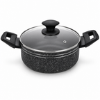 48 Pieces Pressed Aluminium Induction Casserole with Glass Lid, 28 x 12 cm, Black