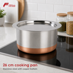 48 Pieces Stainless Steel Cooking Pan with Copper Bottom, 26 cm