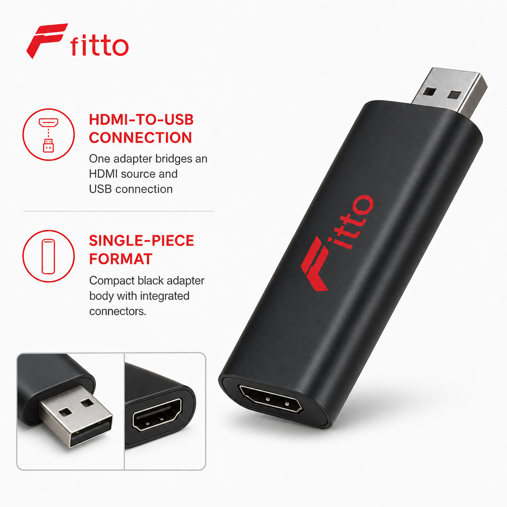 96 Pieces HDMI to USB Video Capture Adapters, Compact Black Signal Conversion Dongle, 1 Piece
