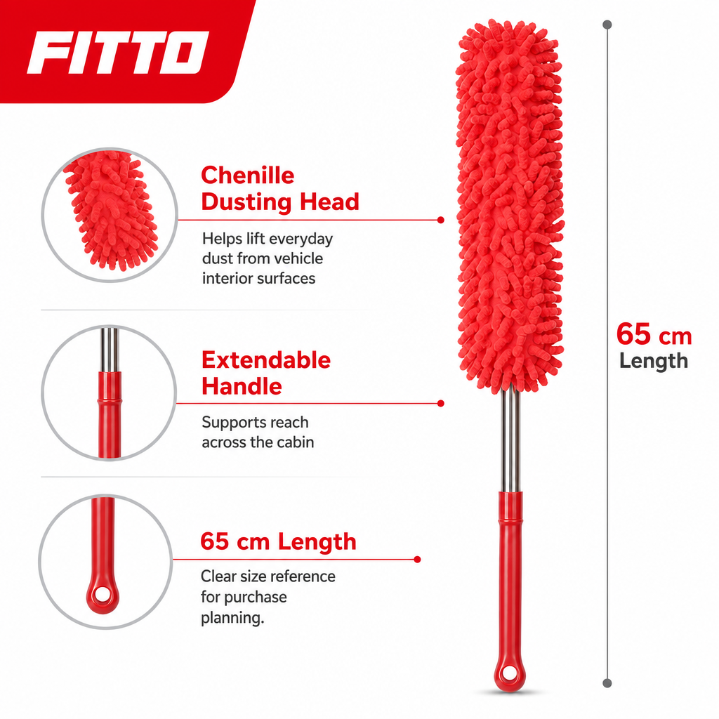 96 Pieces Car Duster, Microfiber Chenille Cleaning Brush with Extendable Handle, Red, 65 cm