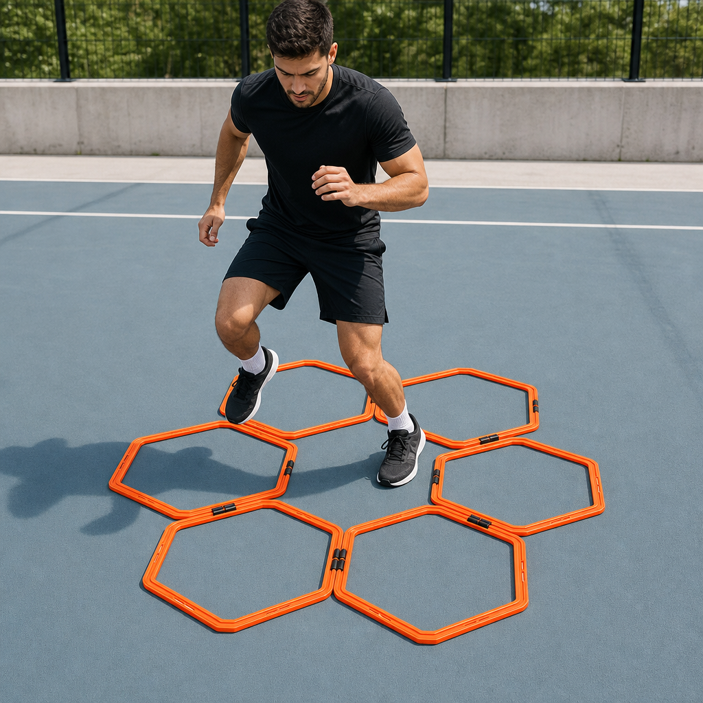 60 Pieces Hexagon Agility Rings, 50 cm, 6-Piece Set for Footwork and Training Drills