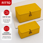 60 Pieces 2-Piece Rectangular Woven Storage Box Set with Lids, 25 x 18 cm and 20 x 15 cm