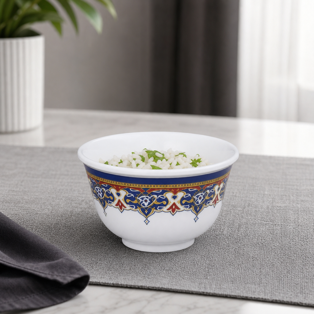 144 Pieces Melamine Rice Bowl, 4 Inch, Decorative Patterned Tablewares for Rice, Snacks and Side Servings