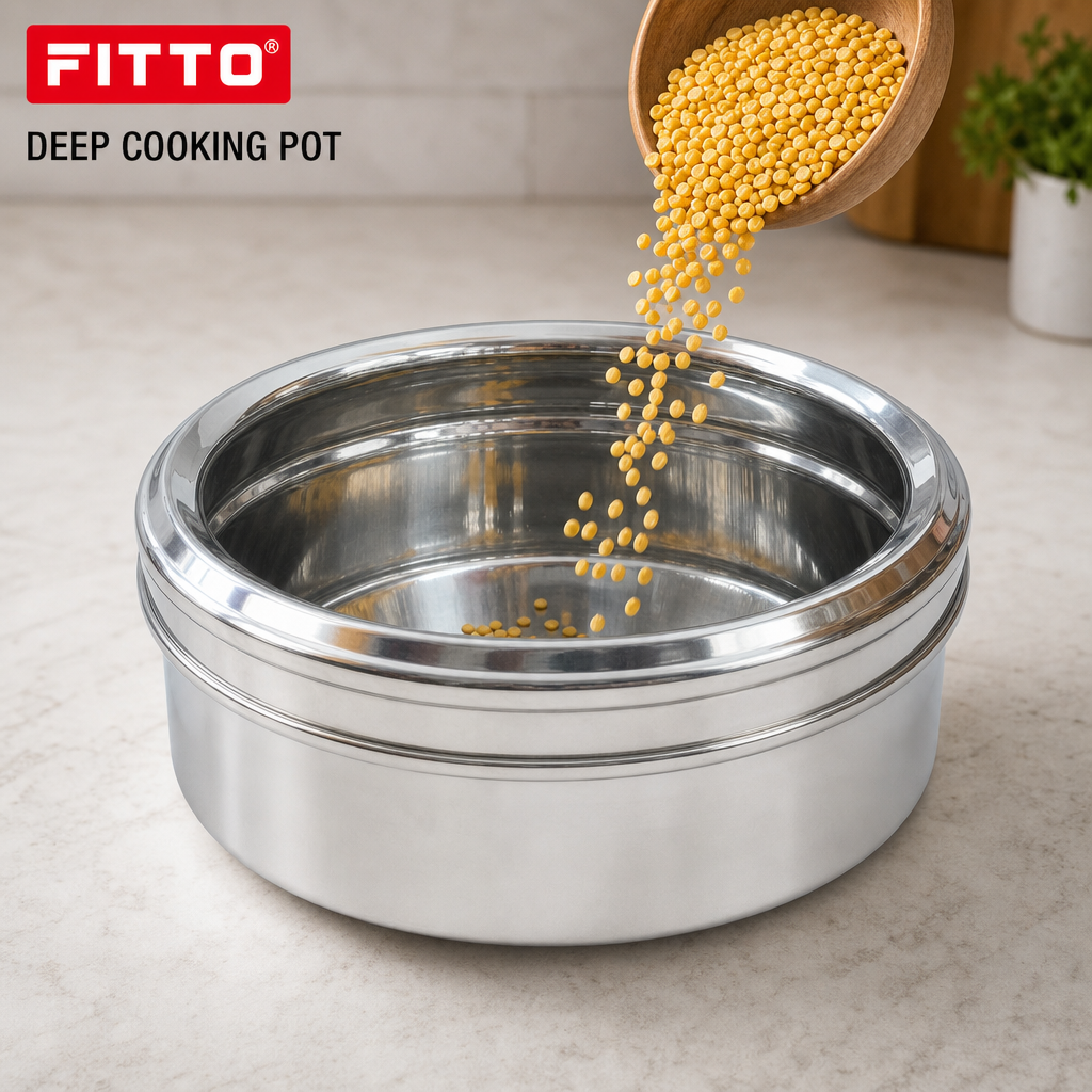 96 Pieces Stainless Steel Deep Cooking Pot with Polished Finish, 28 x 28 x 22 cm
