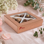 96 Pieces Chocolate Presentation Box with Clear Window and Divider Insert, Rose Gold Square, 20 × 20 × 5 cm, 1 Piece
