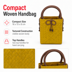 72 Pieces Mini Woven Handbags with Top Handles, Yellow, Compact 16 x 13 x 8 cm