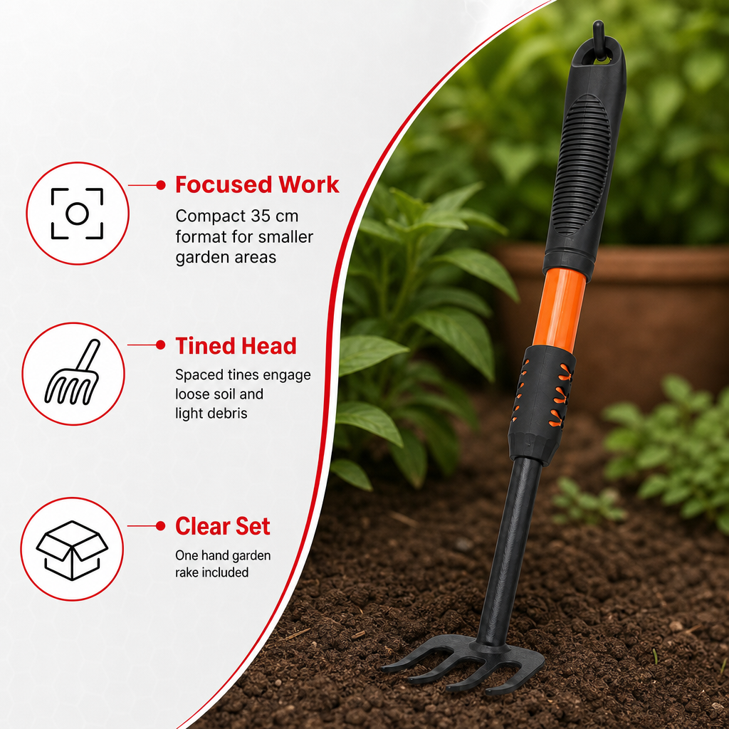 120 Pieces Hand Garden Rake, 35 cm, Black and Orange, 1 Piece