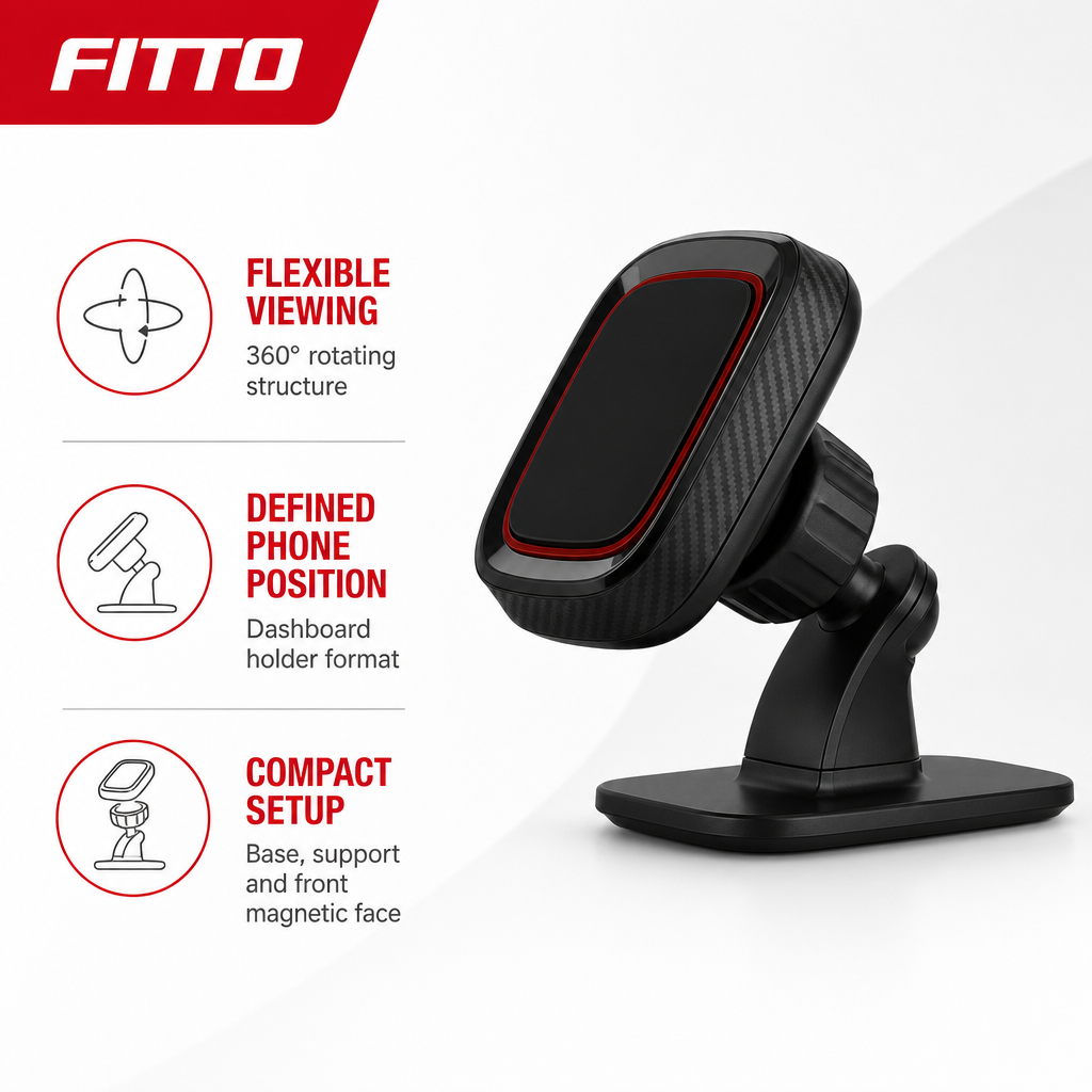 96 Pieces Magnetic Car Phone Holder HL-119, 360° Rotation Dashboard Mount, Black, 1 Piece