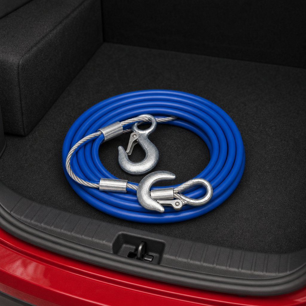 96 Pieces Tow Rope, 8 mm Stainless Steel with Blue Protective Covering, 4 m, Blue and Silver, 1 Piece