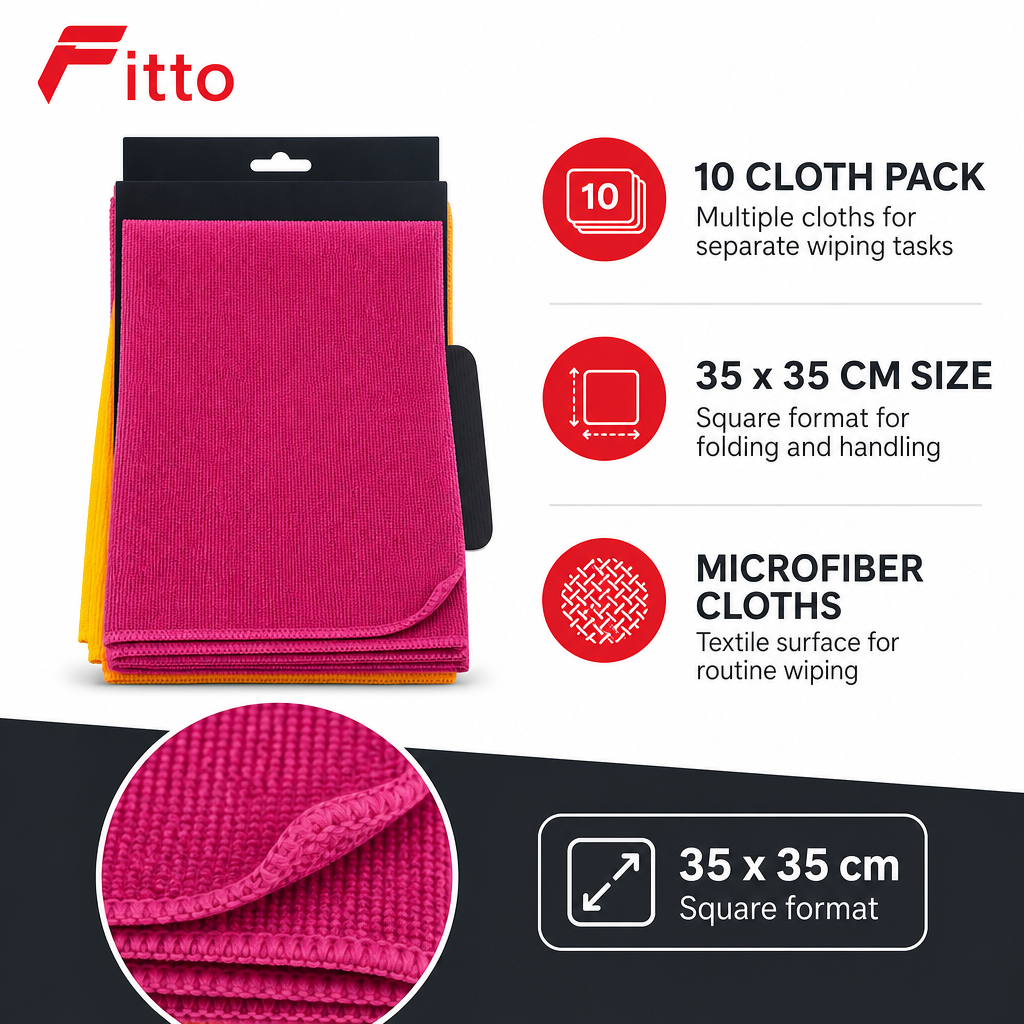 96 Pieces Microfiber Multi-Purpose Cleaning Cloths, 35 x 35 cm, 10-Pack
