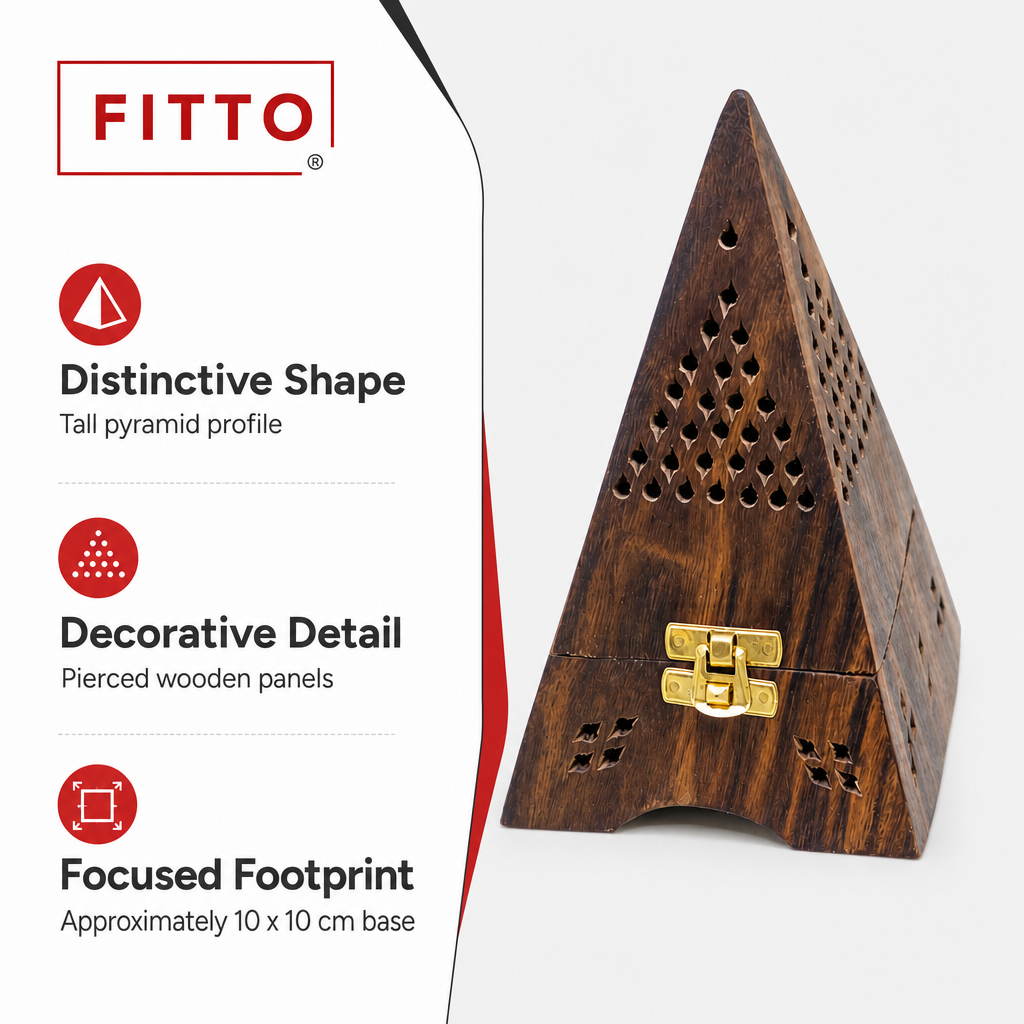 72 Pieces Wooden Pyramid Incense Burner Box, 7.5 Inch, Brown