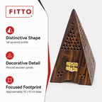 72 Pieces Wooden Pyramid Incense Burner Box, 7.5 Inch, Brown