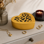 240 Pieces Heart-Shaped Boxes with Ornate Cutout Lid, Gold Finish, 14 x 13 x 4 cm, 1 Piece