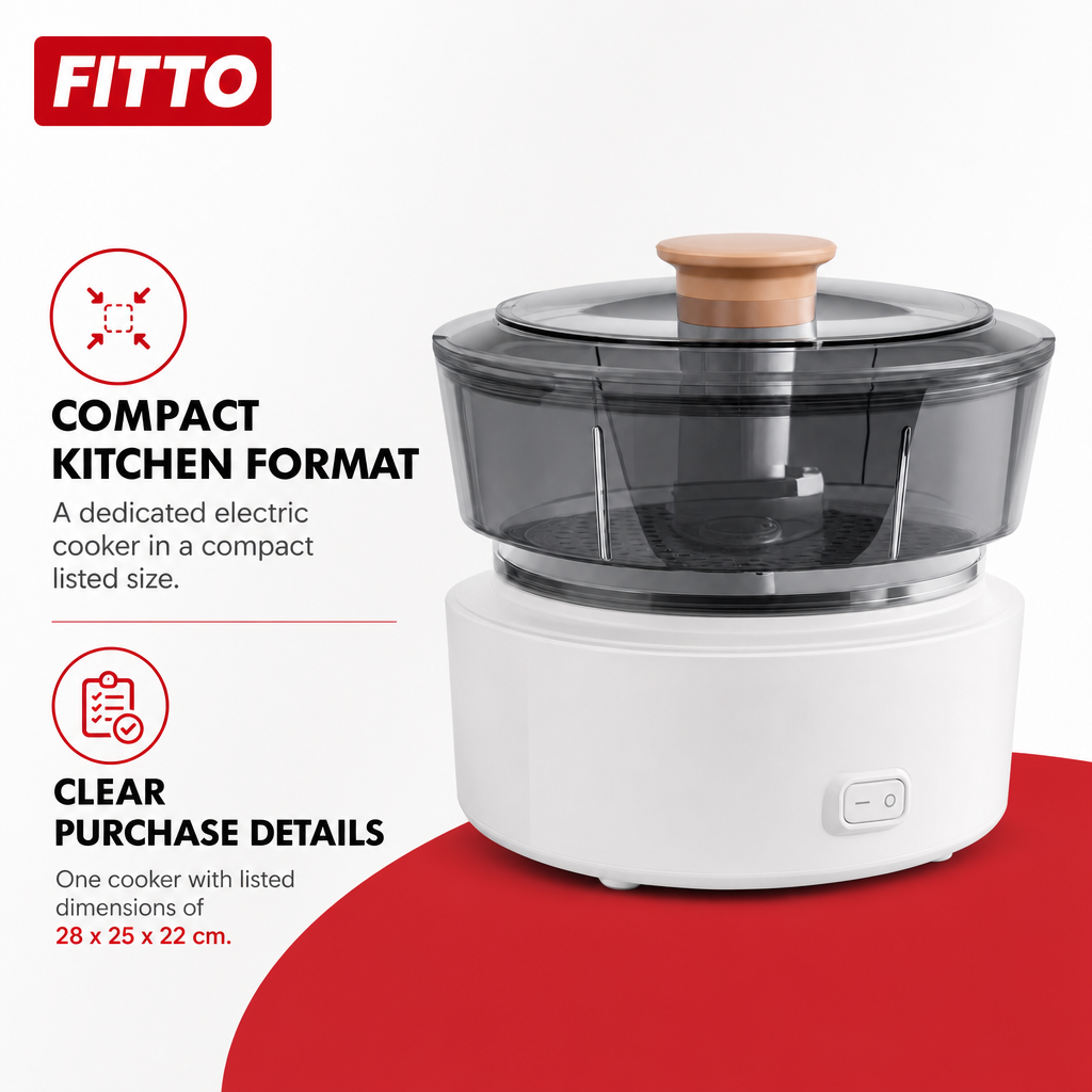 96 Pieces Compact Electric Food Cooker, White And Black, 1 Unit
