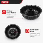 96 Pieces Bundt Cake Mold, 20 cm Fluted Carbon Steel Non-Stick Baking Pan, Black, 1 Piece