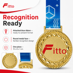 144 Pieces Award Medal with Blue Ribbon, Gold Silver or Bronze Finish, 1 Piece