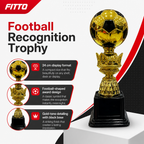 72 Pieces Plastic Football Trophy, 24 cm, Gold and Black Award Cup for Recognition Events