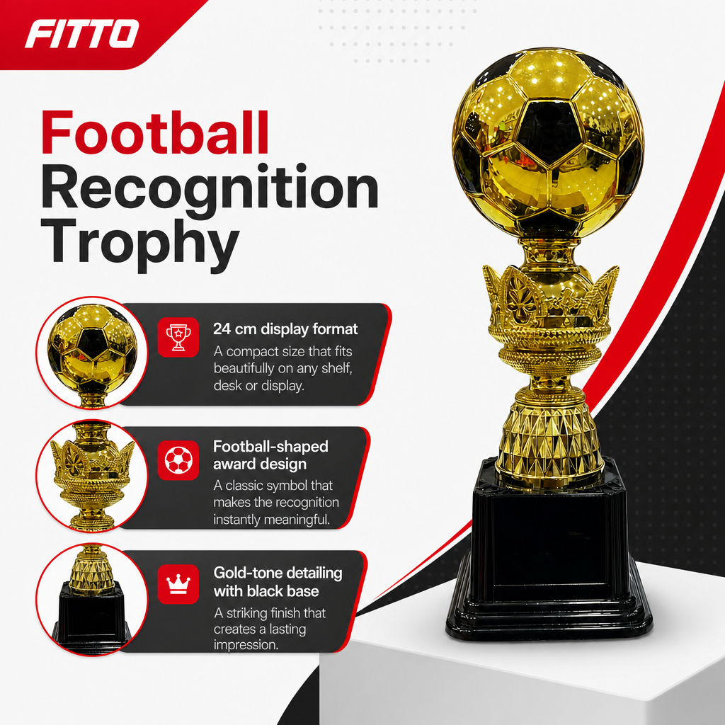 72 Pieces Plastic Football Trophy, 24 cm, Gold and Black Award Cup for Recognition Events