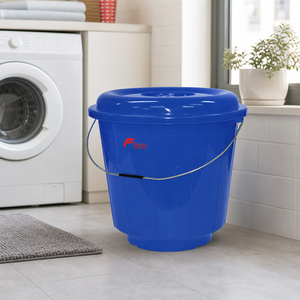 96 Pieces Plastic Bucket with Lid and Carry Handle, 20 Litre, Blue