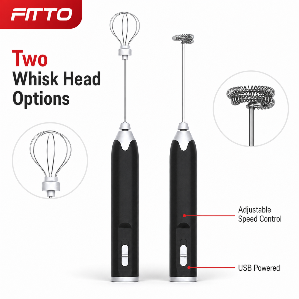 96 Pieces USB Milk Frothers with Adjustable Speed and Two Whisk Heads for Coffee and Milk Drinks