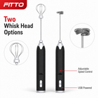 96 Pieces USB Milk Frothers with Adjustable Speed and Two Whisk Heads for Coffee and Milk Drinks