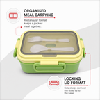 96 Pieces Rectangular Lunch Box with Locking Lid, Yellow and Green Plastic Food Storage Containers, 1 Piece, 22 x 16 x 9 cm