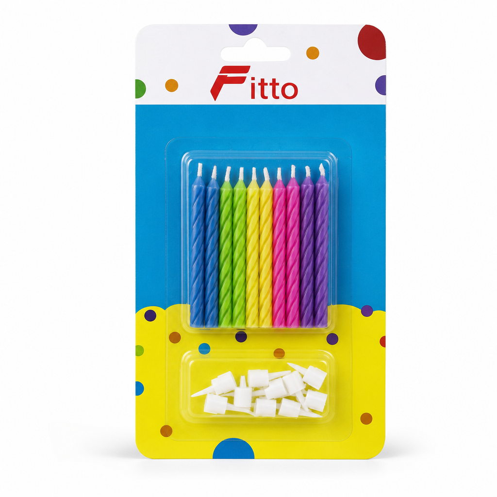 240 Pieces Birthday Candles with Holders, 10 Pieces, Assorted Colours for Cake and Party Decoration
