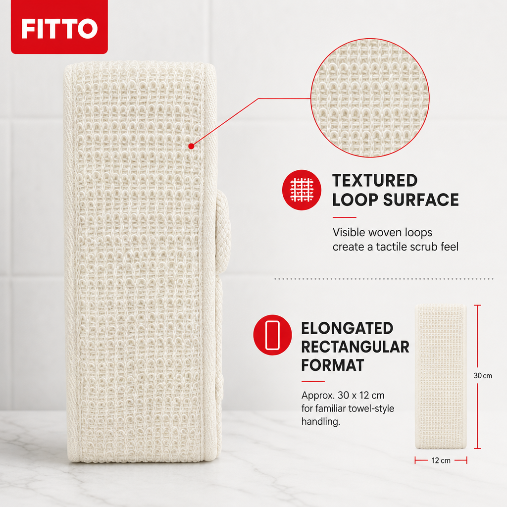 144 Pieces Exfoliating Bath Towel, Textured Body Scrubbing Cloth, Off-White, 1 Piece