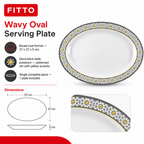 96 Pieces Melamine Wavy Oval Serving Plate, 14 Inch, White and Grey with Yellow Accents