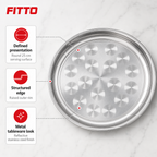 120 Pieces Stainless Steel Round Plate with Raised Rim, 25 cm, Silver, 1 Piece