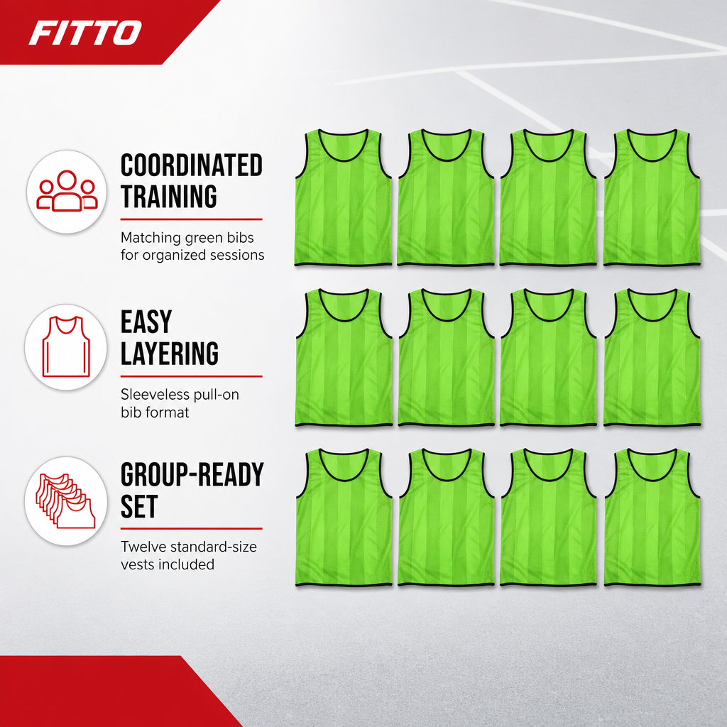 48 Pieces Mesh Sports Training Bib Vest, Standard Size, Green, 12-Piece Pack