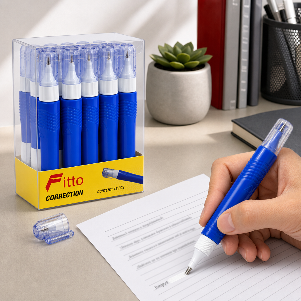 96 Pieces Correction Fluid Pens, 7ml Each, Metal Tip, Blue, 12-Pack