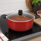 48 Pieces Red 32 cm Aluminium Non-Stick Saucepot with Glass Lid and Side Handles