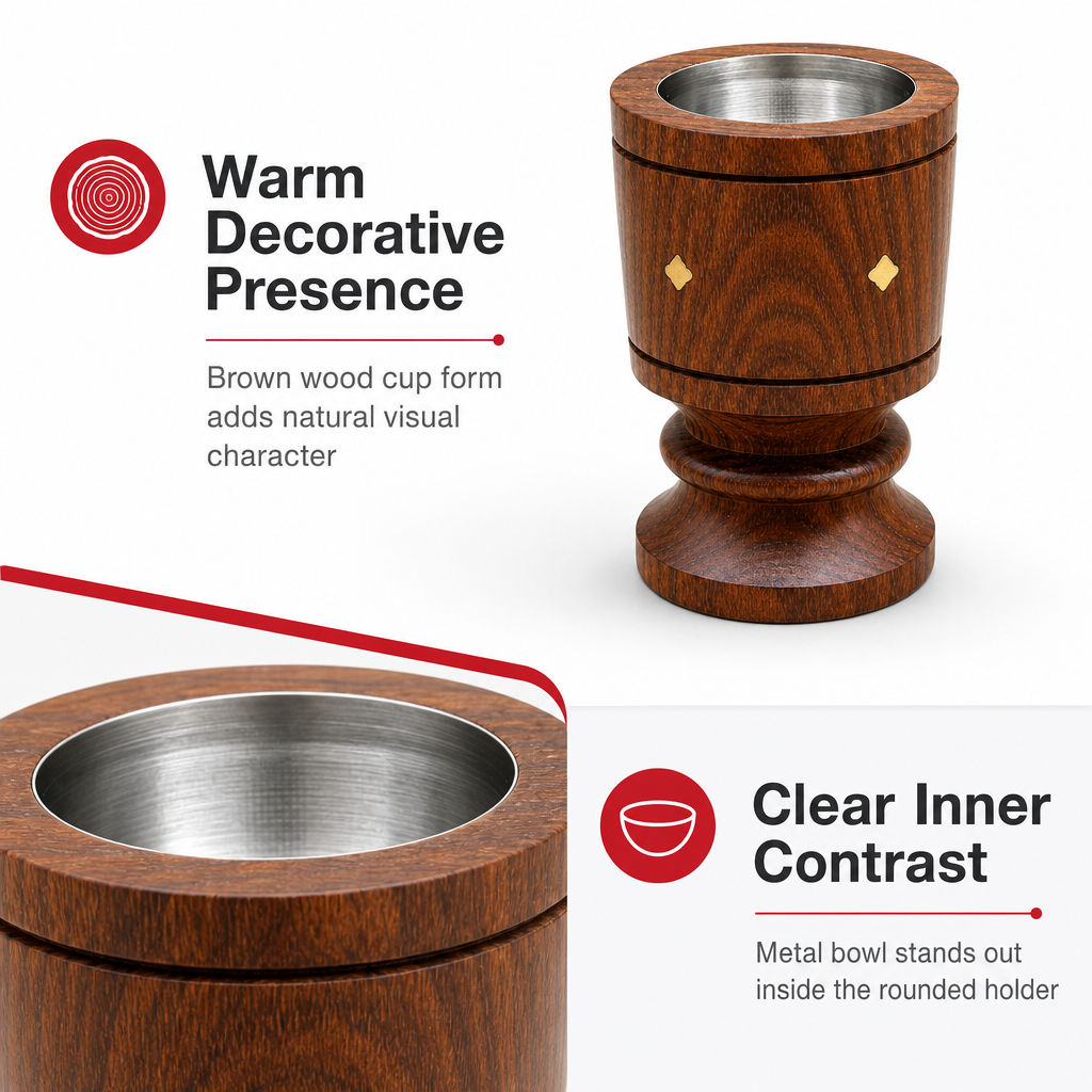 96 Pieces Wooden Incense Burner Cup with Metal Bowl, 4 Inch
