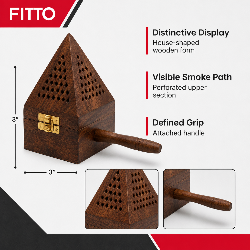96 Pieces Wooden Incense Burner House with Handle, 3 Inch, Brown