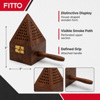 96 Pieces Wooden Incense Burner House with Handle, 3 Inch, Brown