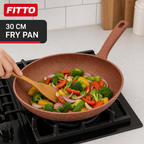 72 Pieces Granite-Coated Fry Pan, 30 cm, Brown Speckled Round Cooking Pan