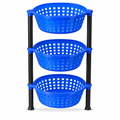 72 Pieces 3-Tier Plastic Storage Basket Rack, Blue, 40 x 30 x 18 cm